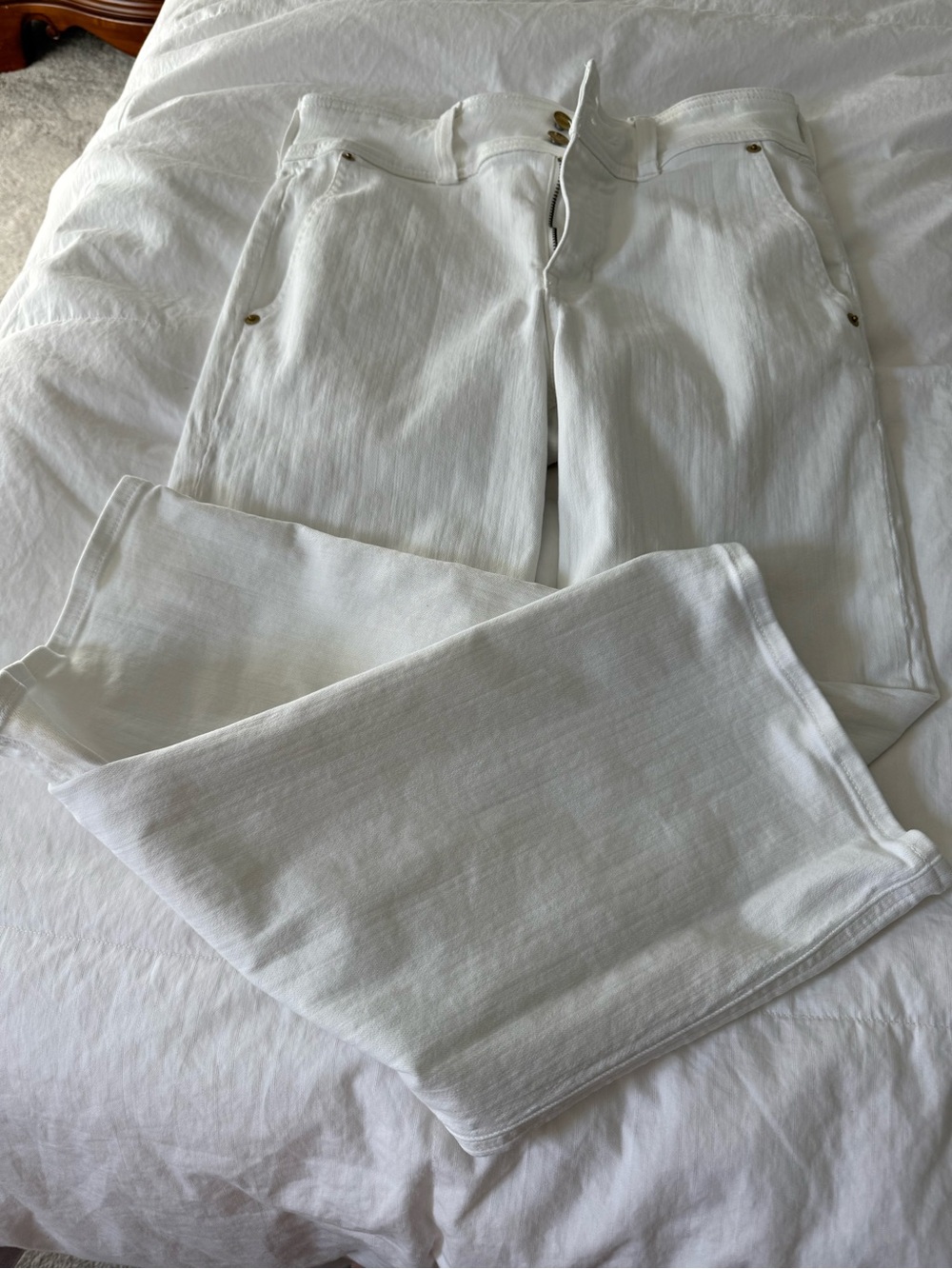 J. Crew White wide leg ankle jeans